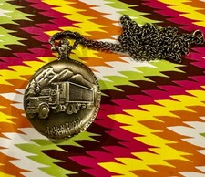 Big Truck Quartz Pocket Watch Bronze