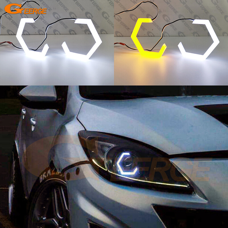 For Mazda 3 Mazda3 BL Ultra Bright Hexagon Hex LED Angel Eyes Halo