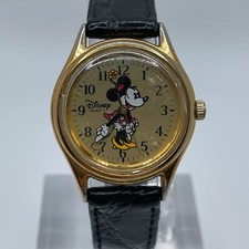 Disney Minnie Mouse Watch Womens Time Works 25mm Case Black Leather Band Quartz