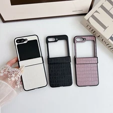 Luxurious Slim Checkered Pattern Leather Case For Samsung Galaxy Z Flip 6 5 4 3