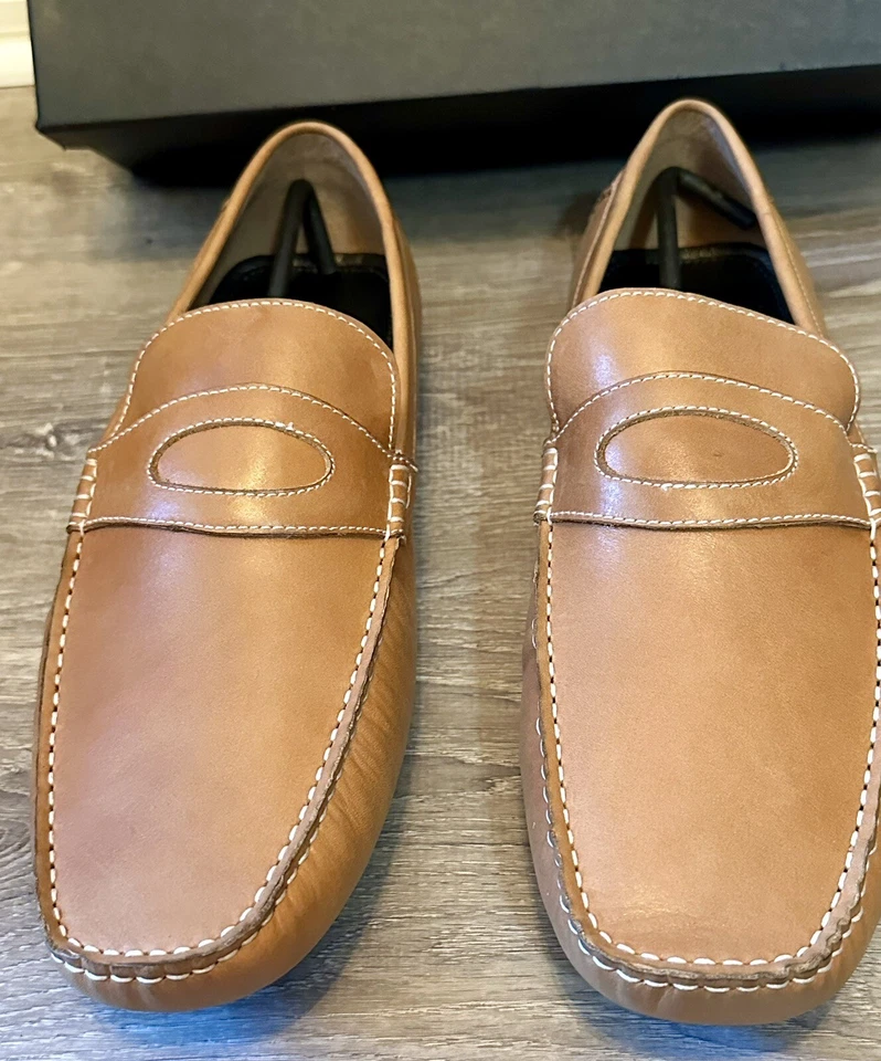 Nuevos zapatos de vestir Zanzara sin cordones de cuero tostado para hombre talla 11,5 Foto 3 de 4