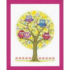 Vervaco 0146618 Talking Owls Counted cross stitch kit Aida 14 count