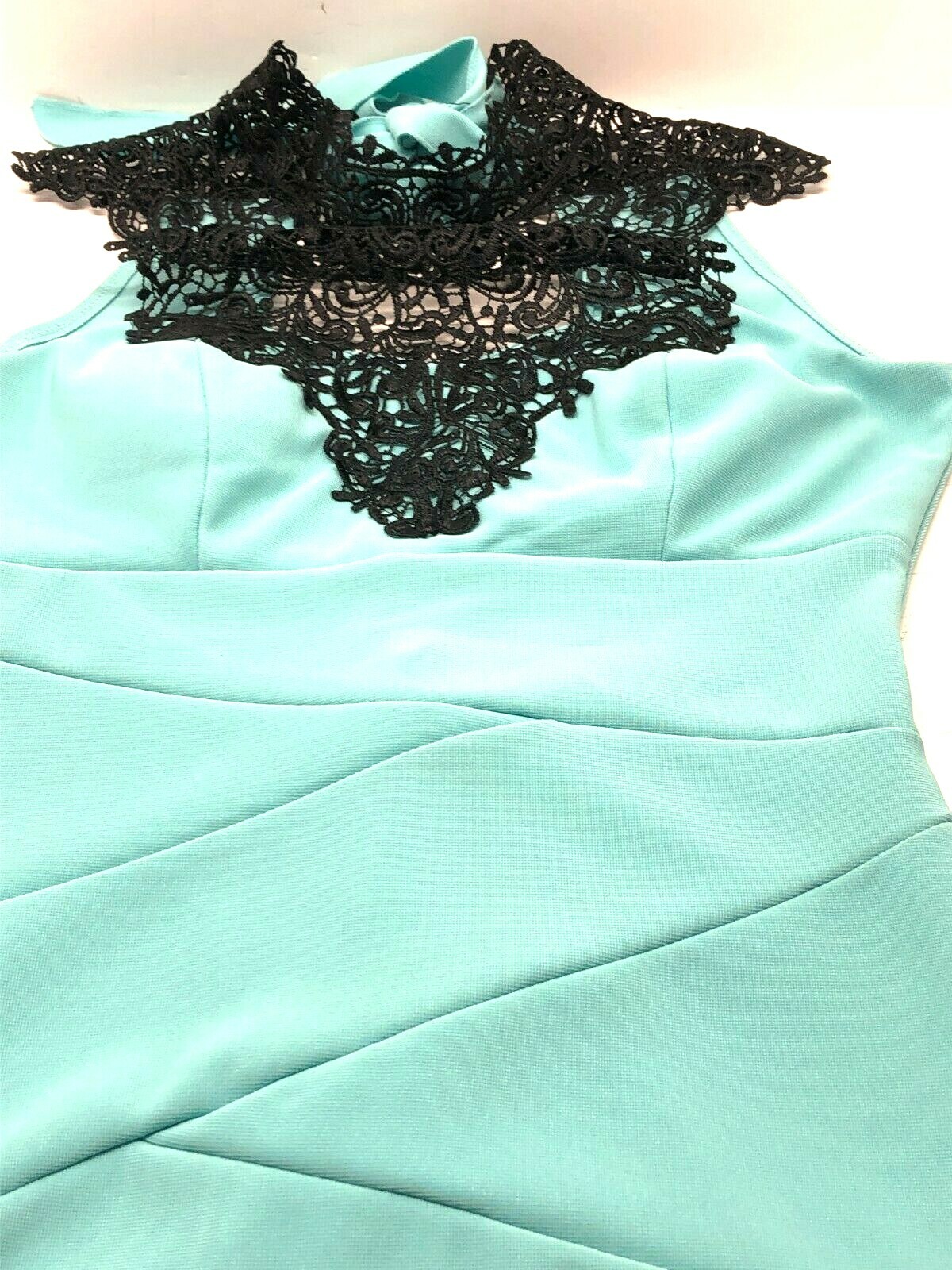 HONEY and ROSIE JUNIORS Blue black Cocktail Sleeveless Dress Size M lace prom