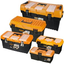 Large Plastic Toolboxes Chest Lockable Lid Removable Storage Compartment Inserts