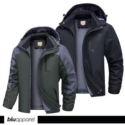 Herren Wasserdicht Kunstfell Gefüttert Mantel Warm Winterjacke Outdoor Berg Wandern