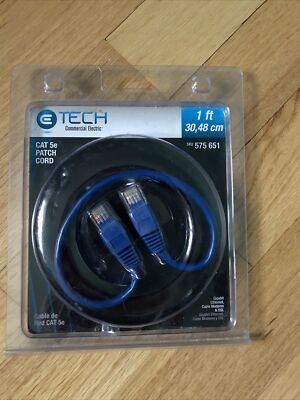 CE Tech CAT 5e 1 Foot Blue Patch Cord  NEW 