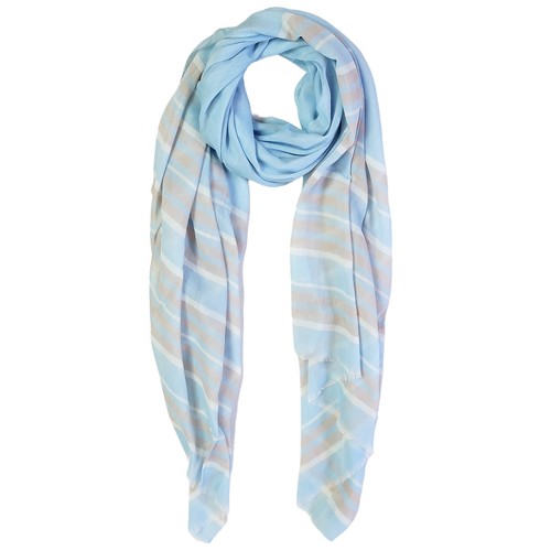 Blue Pacific Turkish Cotton Stripe Scarf in Powder Blue and Sand - 第 1/6 張圖片