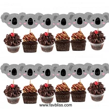 12x Koala Cupcake Topper Cake Decoration Bday Party SINGLE sided