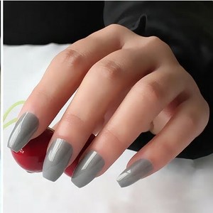Détails Sur Faux Ongles Stiletto Gris Capsules Tips A Coller Nail Art Manucure Man871