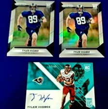 2016 TYLER HIGBEE AUTO #24/49 ELITE BLUE + 2 SILVER PRIZM RC MT RC 