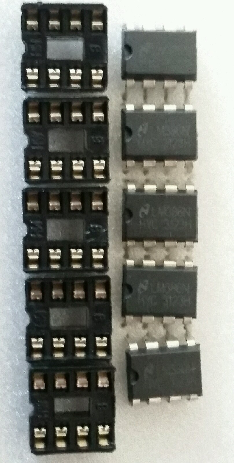 5 x LM386 Low Voltage Audio Power Amplifier with 8 pin dip sockets USA seller