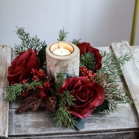 Adventskranz Rose Kranz Tischdeko Weihnachtsdeko FüR Kerzen Adventsgesteck