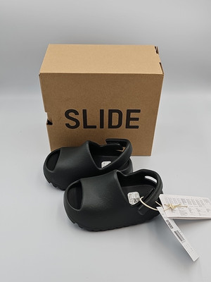 Adidas Yeezy Slide Größe Kleinkinder - UK 7K US 7K - Dark Onyx  Brandneu ID5106  
