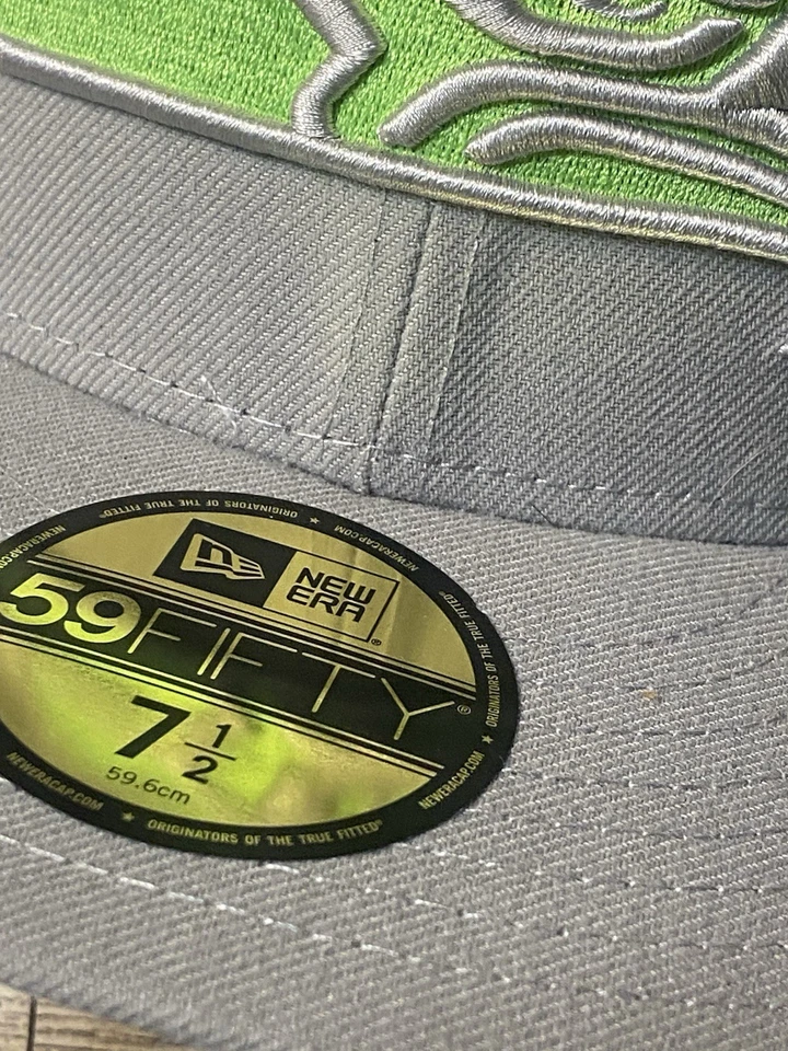 New Era 59Fifty Seattle Seahawks Sombrero Ajustado Gris Fresco Edición Talla 7 1/2 Nuevo Foto 3 de 4