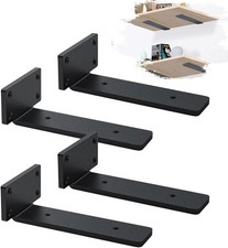 4 Pack Heavy Duty Floating Shelf Brackets 6 Inch - 5mm Thick Black L Brackets