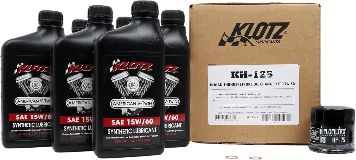 Klotz 6Qt 15W-60 Synthetic Oil Change Kit For Indian Thunderstroke