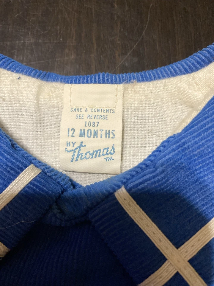 1970s Vintage Navy Dress Blues Children Outfit Gold Button Pant Set Corduroy 18M - Image 3 of 4