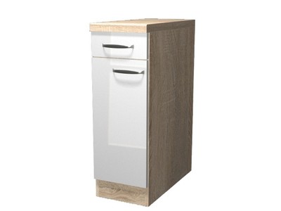Küchenunterschrank - 30 cm breit - Hochglanz Weiß Sonoma Eiche   Valencia