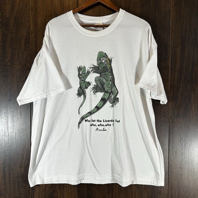 VTG Who Let the Lizards Out T Shirt 2XL 90s Y2K Aruba Travel Baha Men Parody
