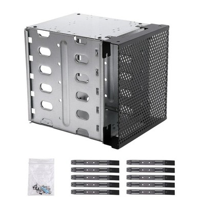 EMVANV Stainless Steel Hard Drive Cage, 5.25'' to 5x 3.5'' free size, Silver