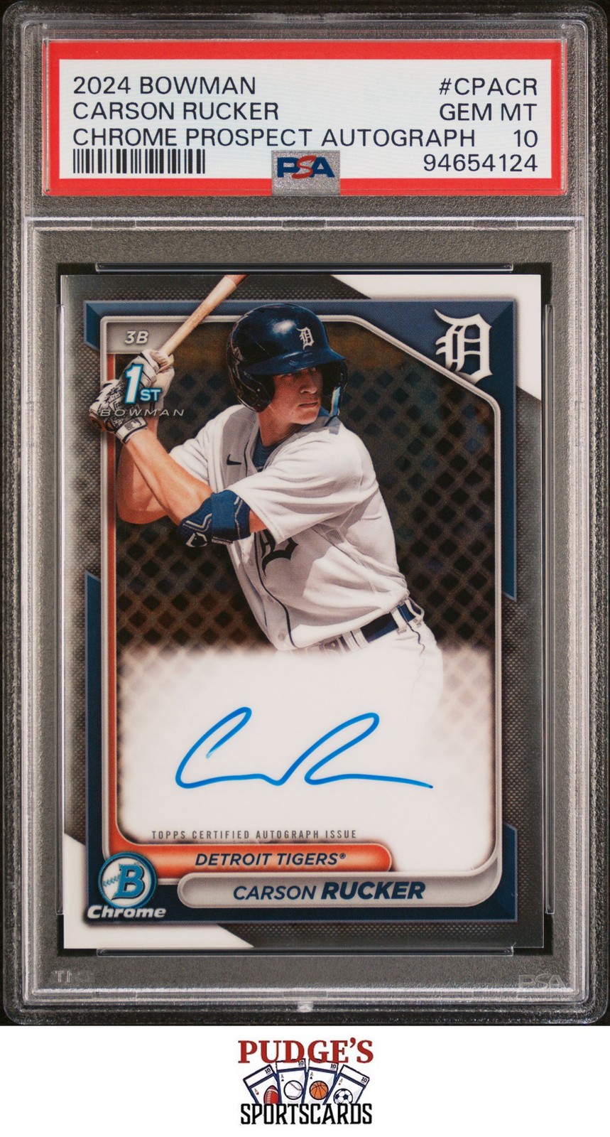 Carson Rucker 2024 Bowman Chrome Prospect Autographs #CPACR PSA 10