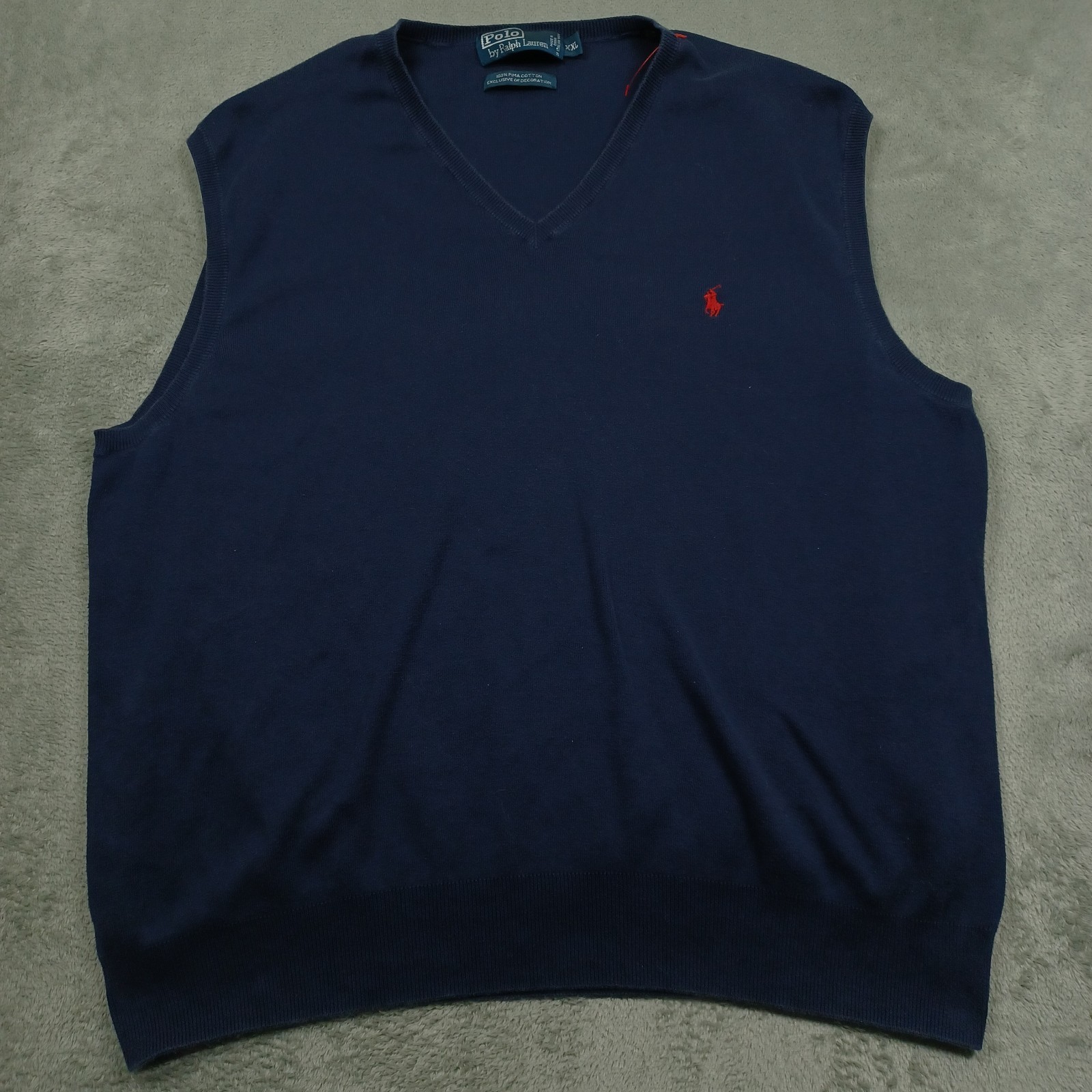 Vintage Polo Ralph Lauren Sweater Mens XXL Blue V Neck Sleeveless Preppy