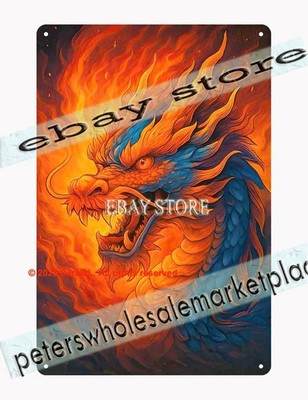 Inferno Dragon Vision Tin Sign psychedelic fantasy home wall painting