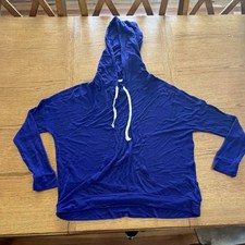 American Eagle Blue Pullover Hoodie Women s Long Sleeve Drawstring Pocket