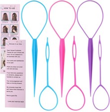 Topsy Tail Hair Tool Set - 6pcs Loop Styling Tool, Ponytail Pull Through, Two