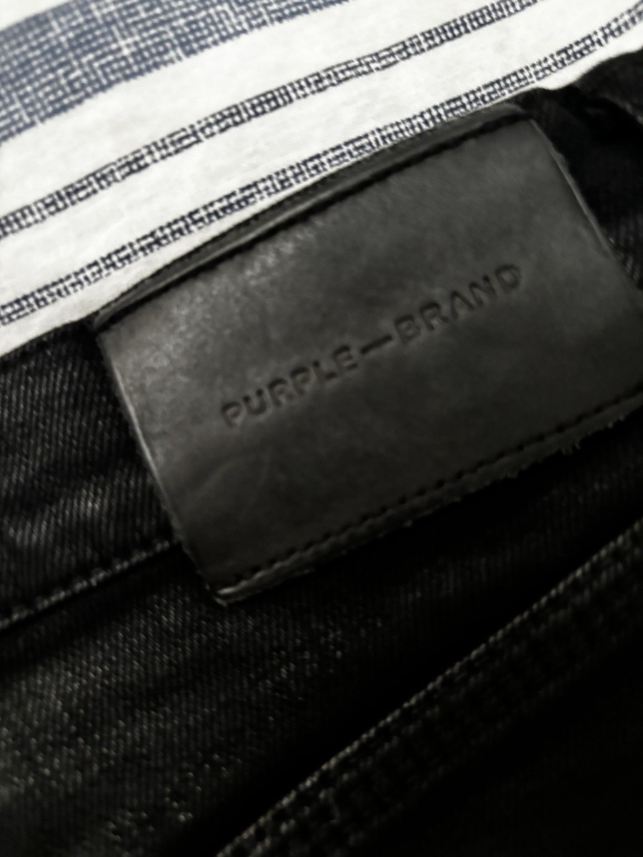 Purple Brand Black Distressed Skinny Slim Fit Denim Jeans Logo