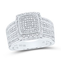 925 Sterlingsilber Original Diamant Klaster 3D Quadrat Halo Cocktail Ring 1/2