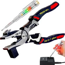 6 in 1 Electrician Pliers with Wire Tester – Heavy Duty Lineman Pliers for Cu...