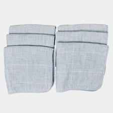 6 - Brooks Brothers Euro Pillow Shams Quilted Cotton Chambray Blue 26x26 Filling