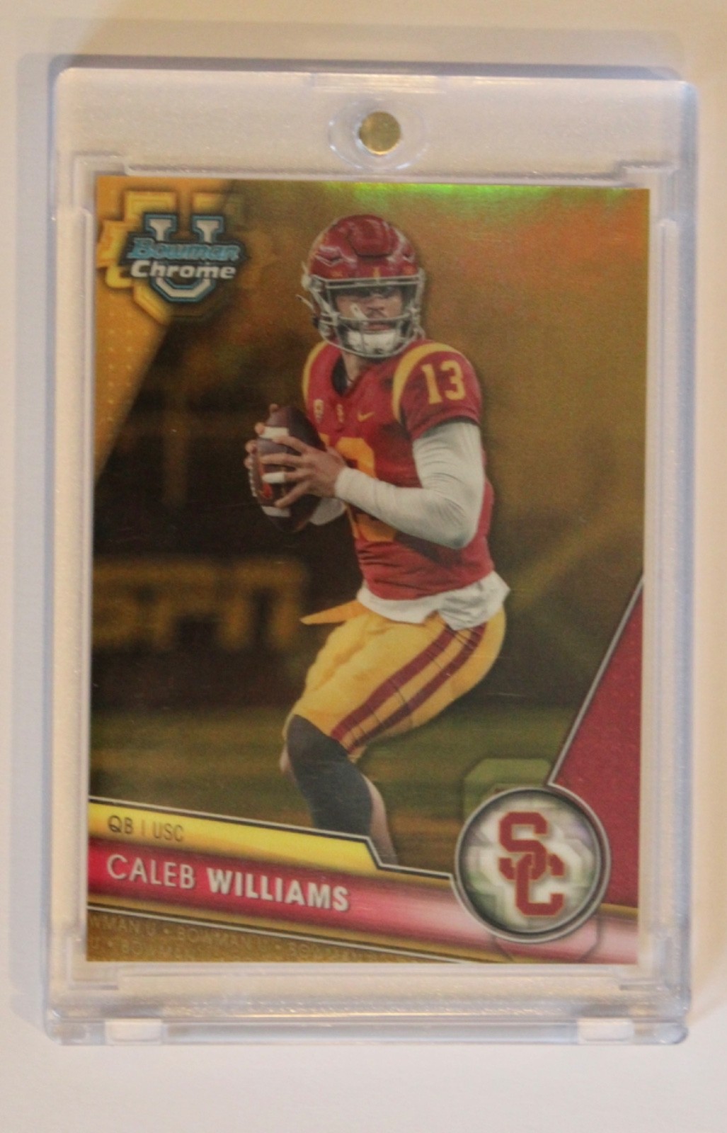 2023 Bowman University Chrome Caleb Williams Gold Refractor /50 (RC)