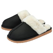 Ladies Womens Dunlop Slippers Memory Foam Night Shoes Cosy Fur Lined Mules NEW