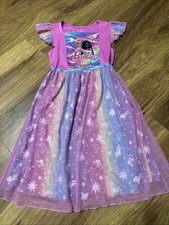 Girls Size 8 Barbie Rainbow Multicolored Short Sleeve Tulle Nightgown 0015