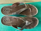 Women's Olukai "Hali'a" leather flip flop thong wedge sandals,  W 10  (P649) — photo 4