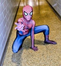 Marvel Spider-Man Boys Jumpsuit Costume w/ Mask Included Size M 8-10 Red/Blue