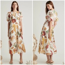 Alemais Atlantis Sealife Linen Midi Dress AU 4 / US 0