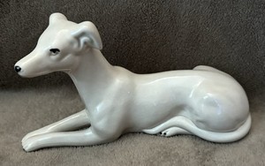Greyhound Statue- Porcelain- White