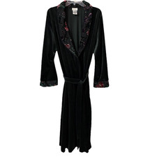 CINEMA ETOILE Vintage Women's Velvet Long Robe Sz L Loungewear Floral Sparkle