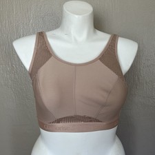 Glamorise Sport Full Figure No Sweat Mesh Sports Bra Wire Free Nude Size 40C