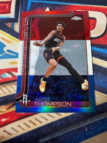 2025-26 Topps Chrome Update #44 Amen Thompson Red White and Blue Refractor