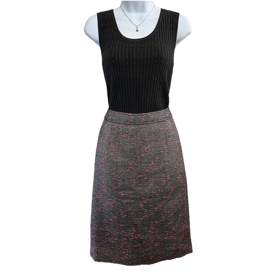 J.CREW No 2 Pencil Skirt Womens Sz 6 Tweed Grey Pink Confetti Office Career NWT