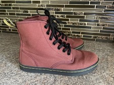 Doc Dr. Martens Shoreditch Oxblood Canvas Boots Women's Size 6 US Personalized