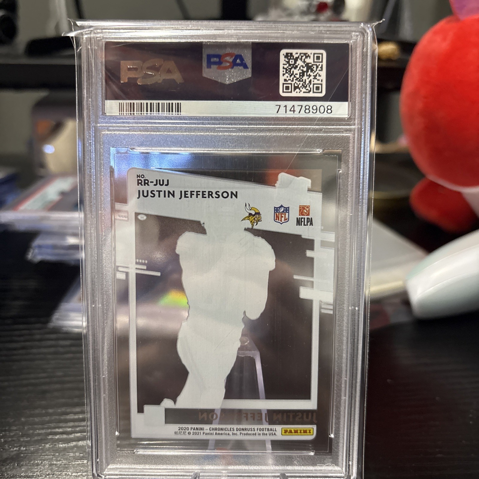 2020 Panini Chronicles Clearly Donruss Justin Jefferson PSA 9 RR-JUJ view 2