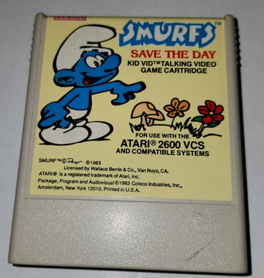 Atari 2600: Smurfs Save the Day Coleco Kid Video talking game, tested good
