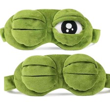 2Pcs Cute Frog Sleep Eye Mask, Plush Blindfold for Women Kids Travel Nap