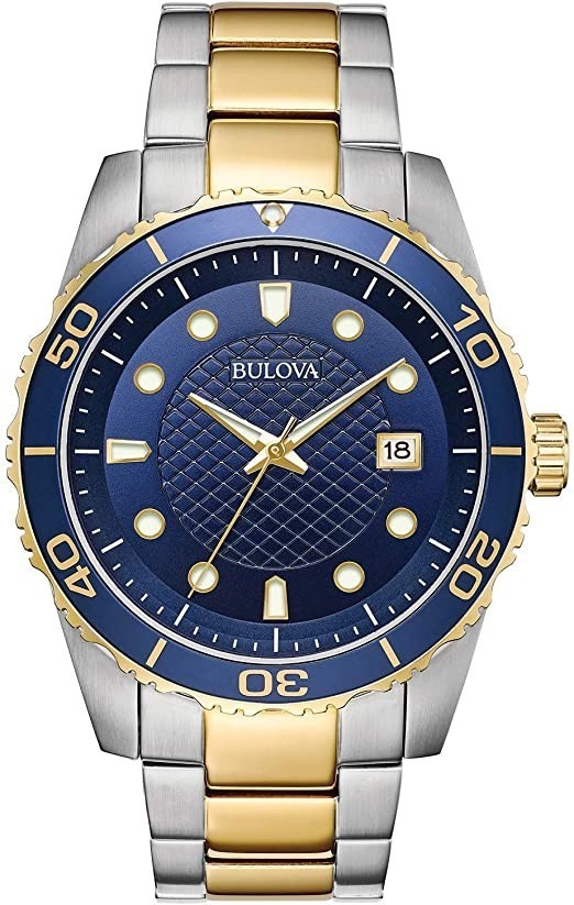 New Bulova Men's Blue Dial Two-Tone Quartz Watch 98A200 MSRP:$425