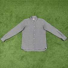 Lacoste Navy Blue  White Check Long Sleeve Button Down Pocket Shirt Men's Small